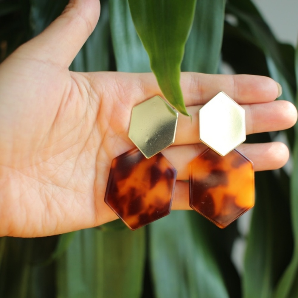 Leopard Tortoise Geometric Dangle acrylic earrings